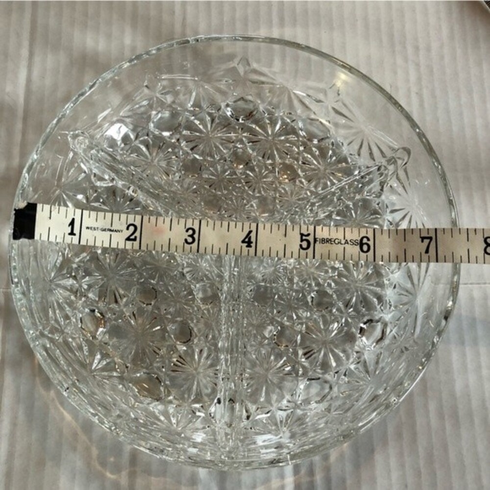 Vintage FRANCE Luxhem Veropa CUT Crystal Glass Divided Plate Bowl Dish Tray - Picture 3 of 6